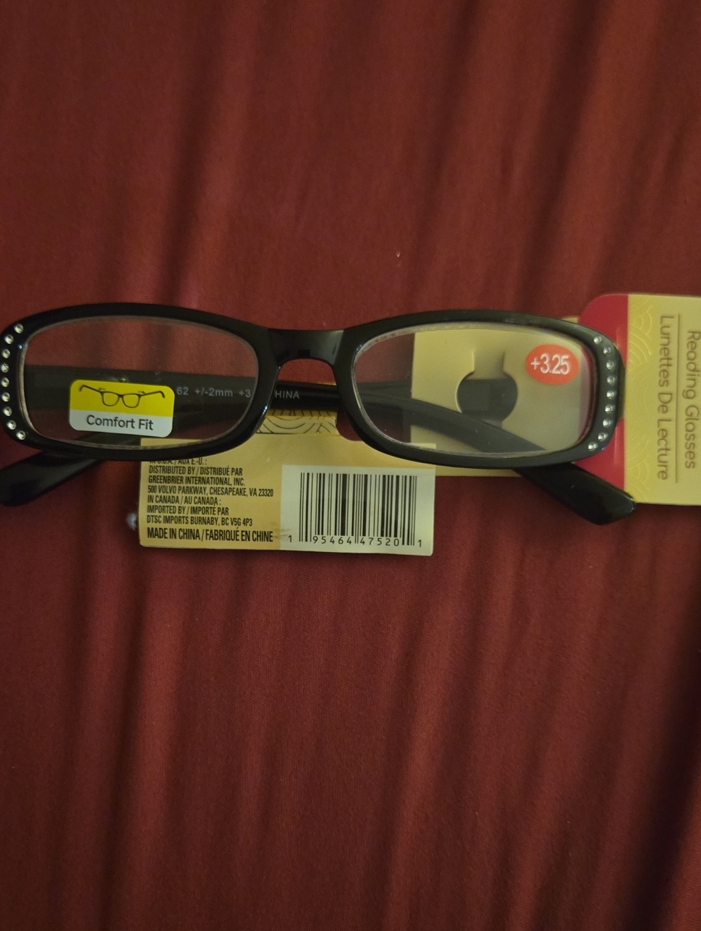 Women's BLING Comfort Fit Black Reading Glasses +3.25